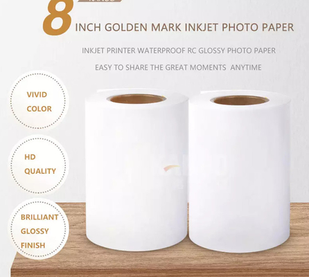 CHINA Papel lustroso impermeável dourado da foto do Inkjet do rolo dx100 da polegada 203mm 50m 240g RC de Mark 8 para Fuji MiniLab seco fornecedor