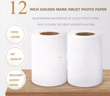 Papel lustroso impermeável dourado da foto do Inkjet do rolo da polegada 305mm 50m 240g RC de Mark 12 para Fuji DL600 DL650 Noritsu D1005 Dryla fornecedor