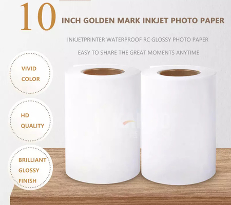 Papel lustroso impermeável dourado da foto do Inkjet da polegada 254mm 50m 240g RC de Mark 10 para o verde Dryl de Fuji DL600 DL650 Noritsu D1005 fornecedor